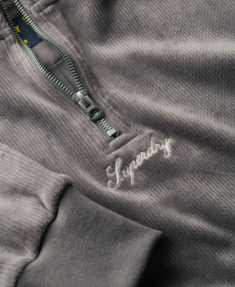 country club velours half-zip in rock dark grey
