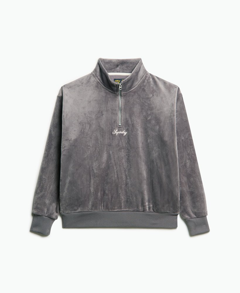 country club velours half-zip in rock dark grey