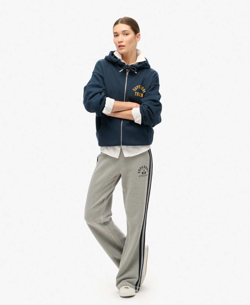 college logo boyfriend zip hoodie in blueberry navy