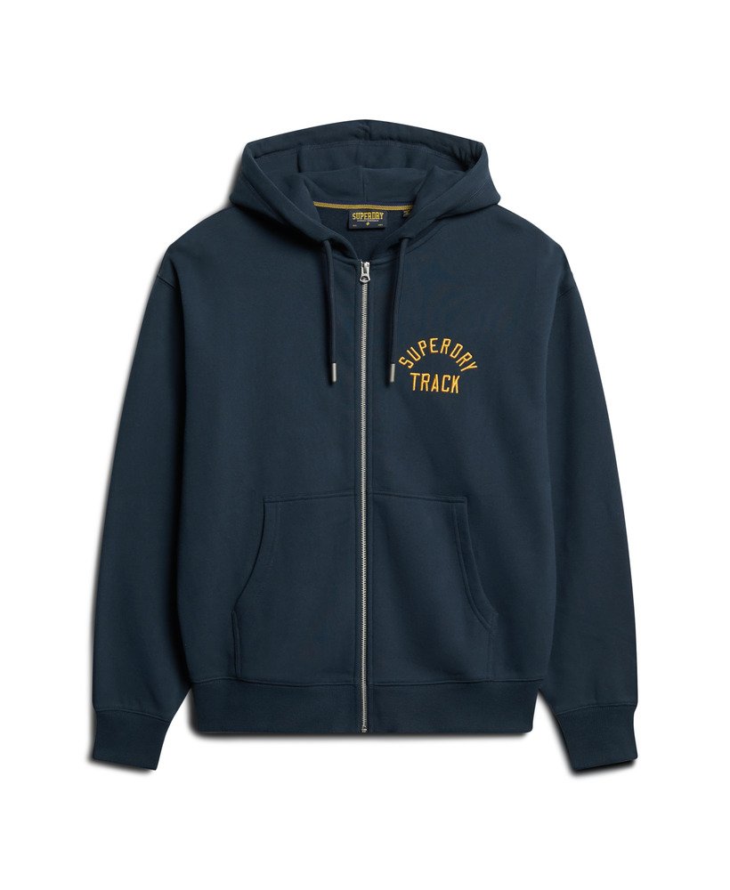 college logo boyfriend zip hoodie in blueberry navy