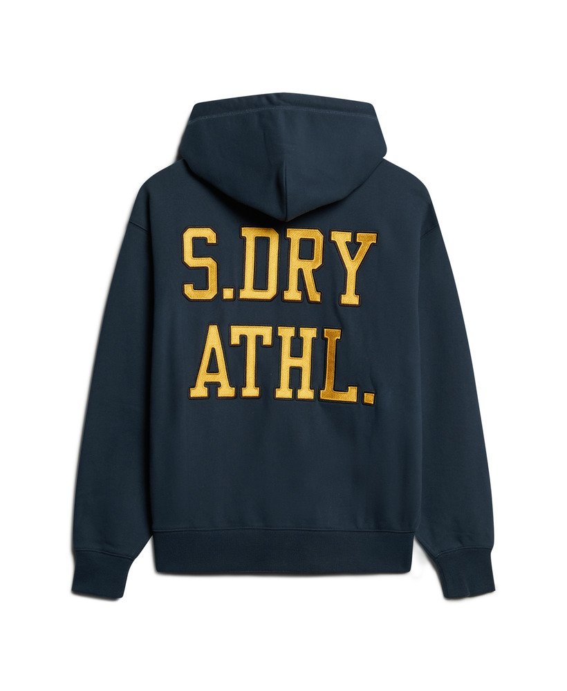 college logo boyfriend zip hoodie in blueberry navy