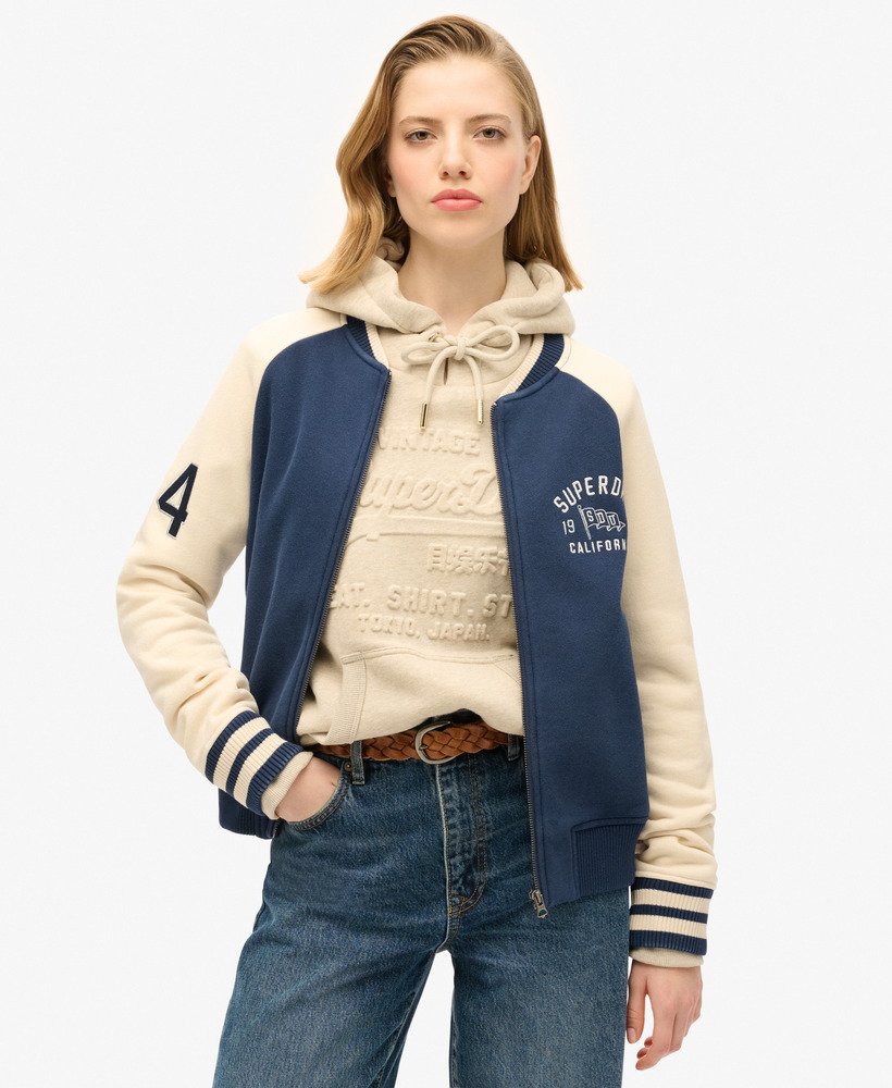 college script graphic jersey bomberjack in atlantic navy