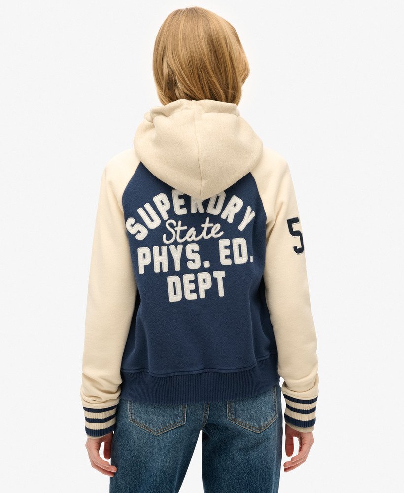 college script graphic jersey bomberjack in atlantic navy