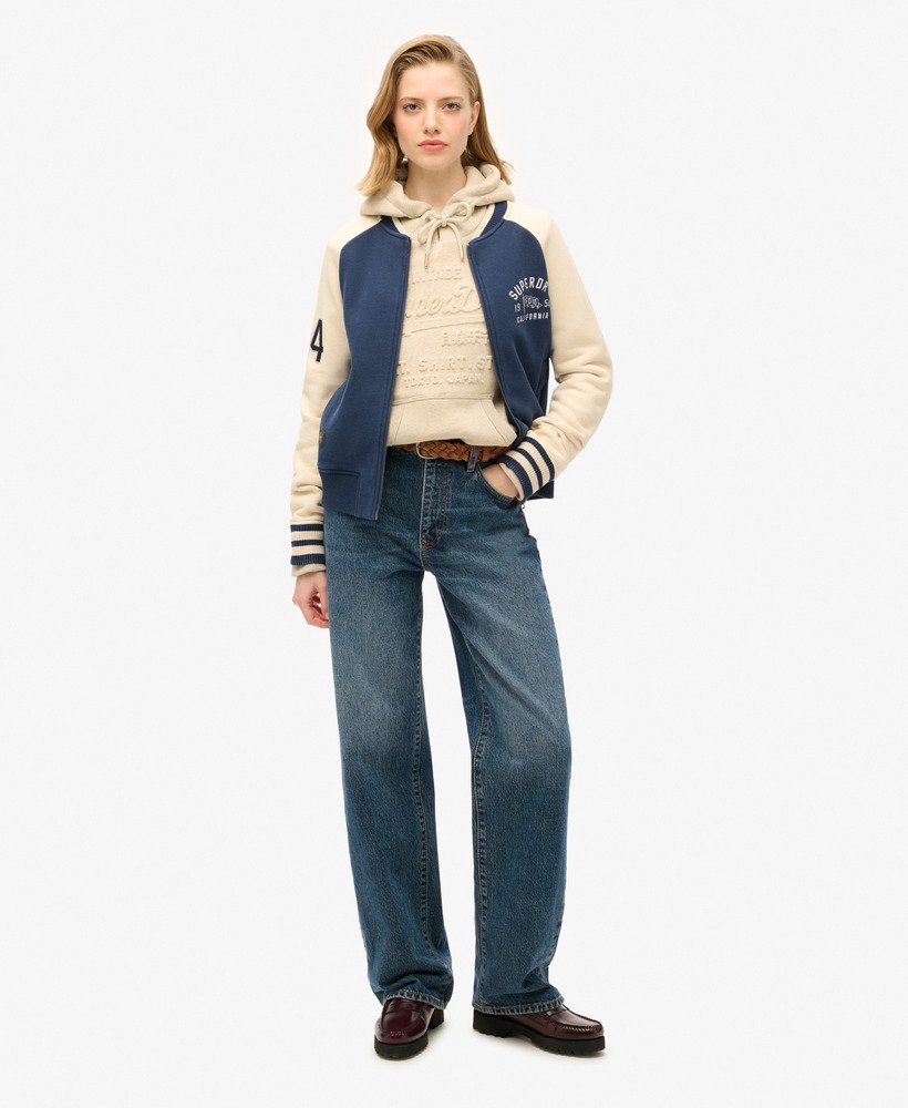 college script graphic jersey bomberjack in atlantic navy