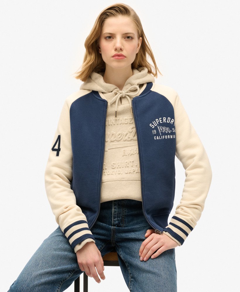 college script graphic jersey bomberjack in atlantic navy