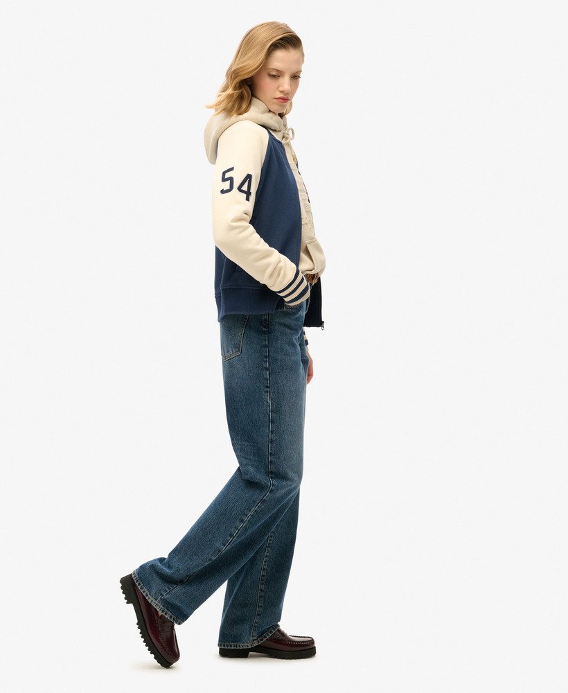 college script graphic jersey bomberjack in atlantic navy
