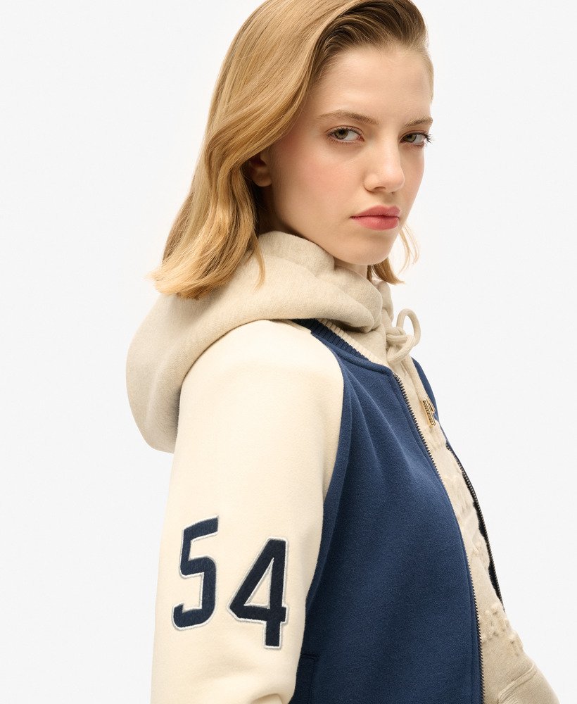 college script graphic jersey bomberjack in atlantic navy
