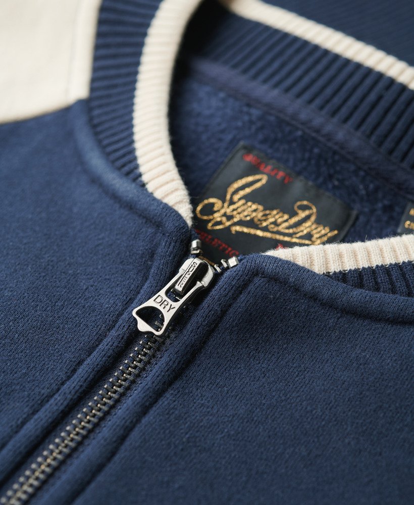 college script graphic jersey bomberjack in atlantic navy