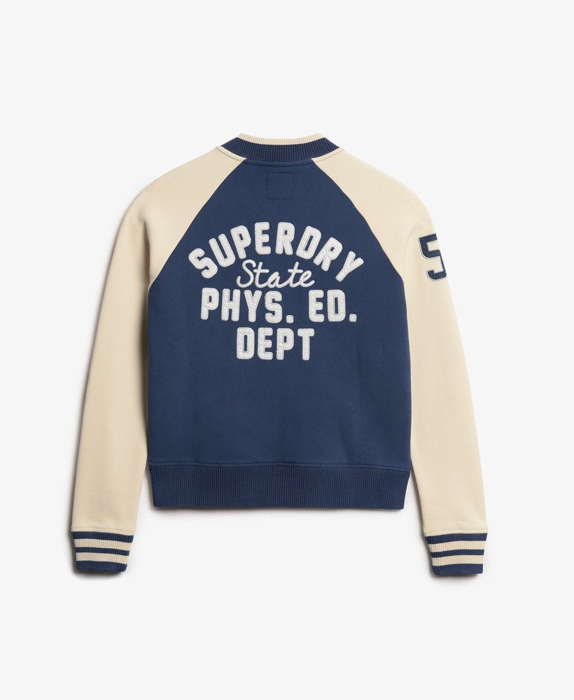 college script graphic jersey bomberjack in atlantic navy