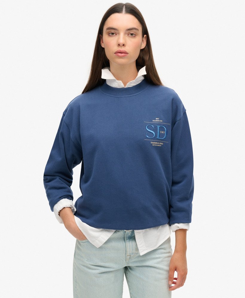 luxe metallic losvallend sweatshirt in sargasso zeeblauw