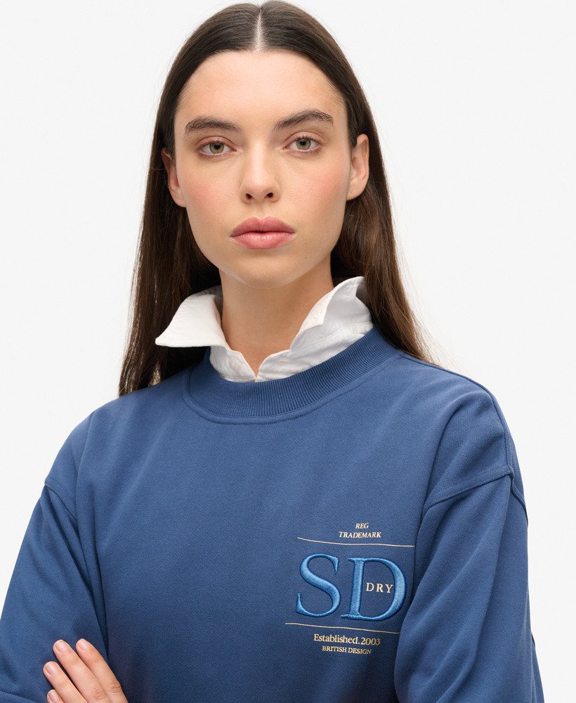 luxe metallic losvallend sweatshirt in sargasso zeeblauw