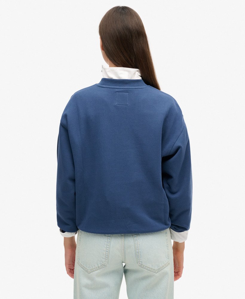 luxe metallic losvallend sweatshirt in sargasso zeeblauw