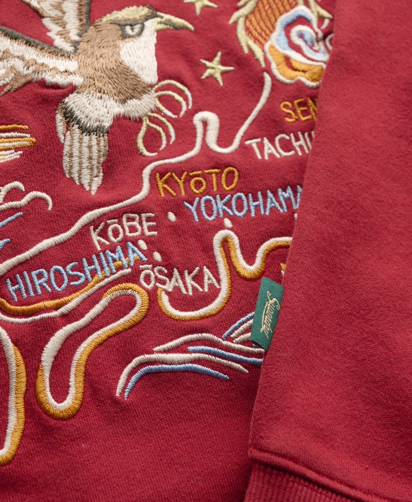 suika geborduurd losvallend sweatshirt in rode dahlia