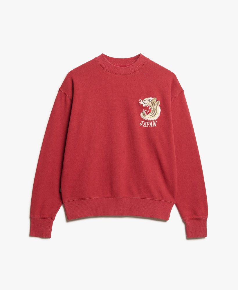 suika geborduurd losvallend sweatshirt in rode dahlia