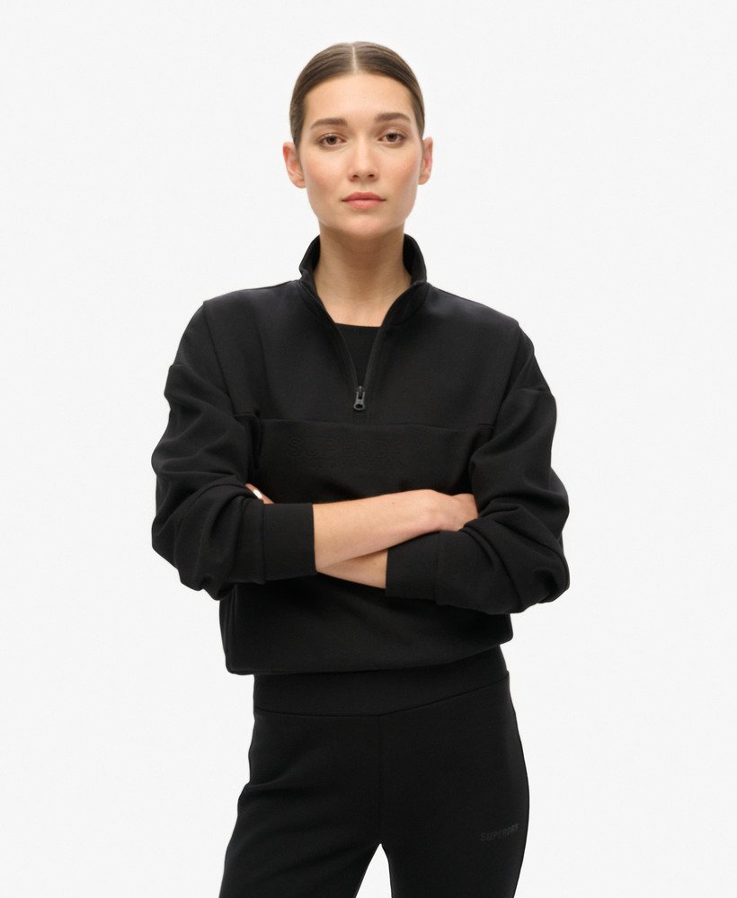 sport tech relaxed half zip sweatshirt in zwart