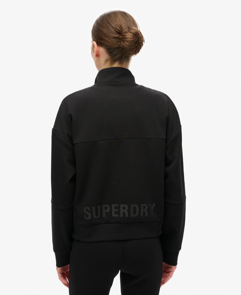 sport tech relaxed half zip sweatshirt in zwart