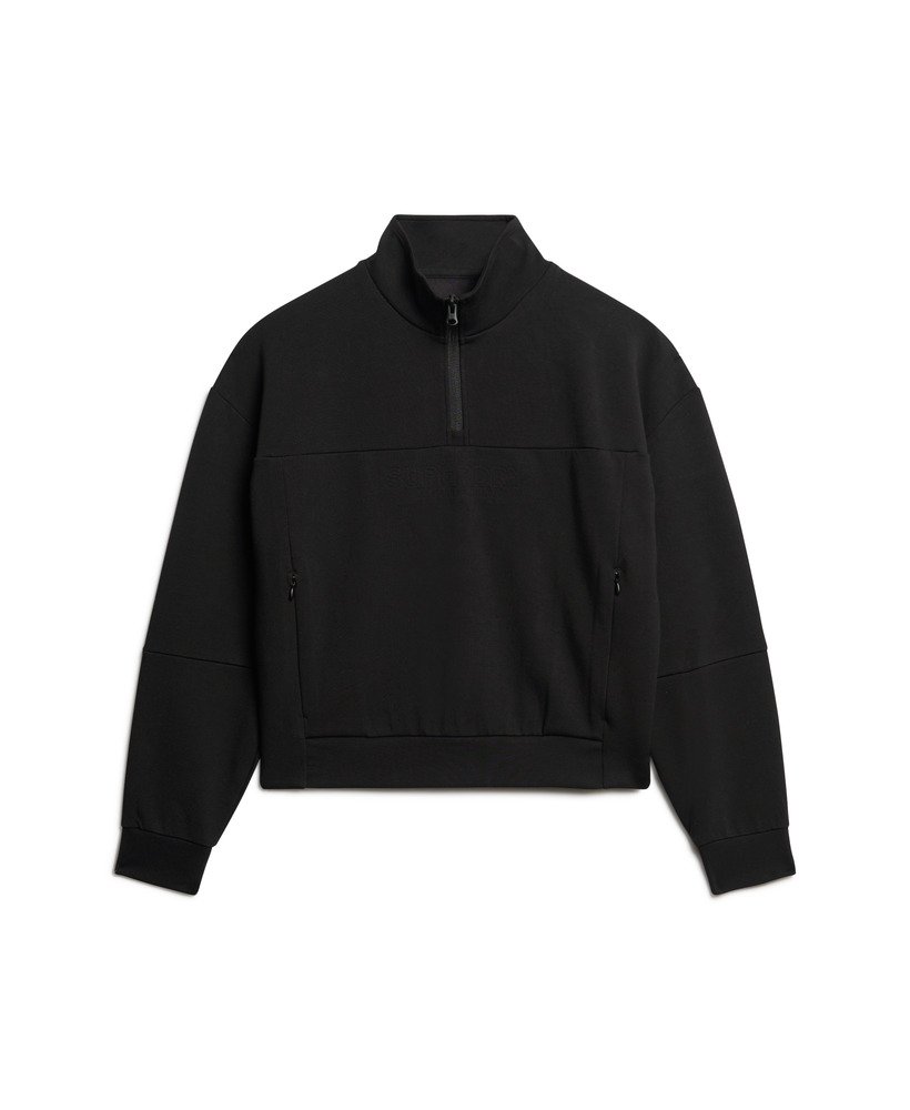 sport tech relaxed half zip sweatshirt in zwart