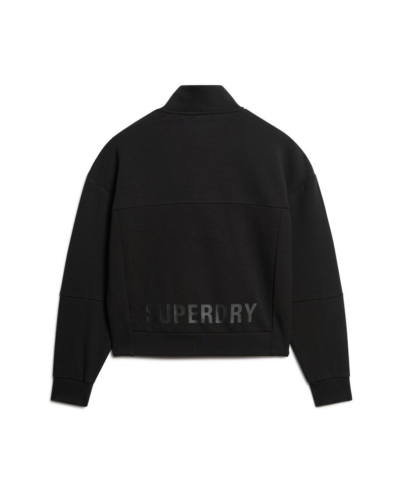 sport tech relaxed half zip sweatshirt in zwart