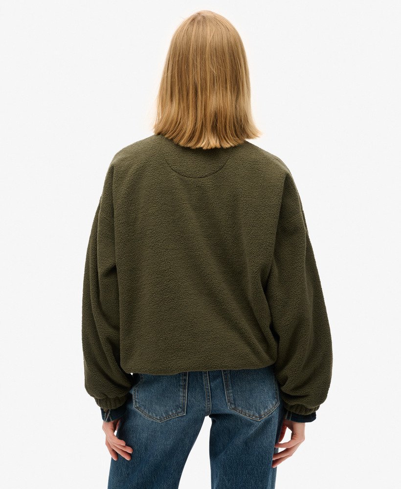 sport tech sherpa henley-sweatshirt in legergroen army khaki