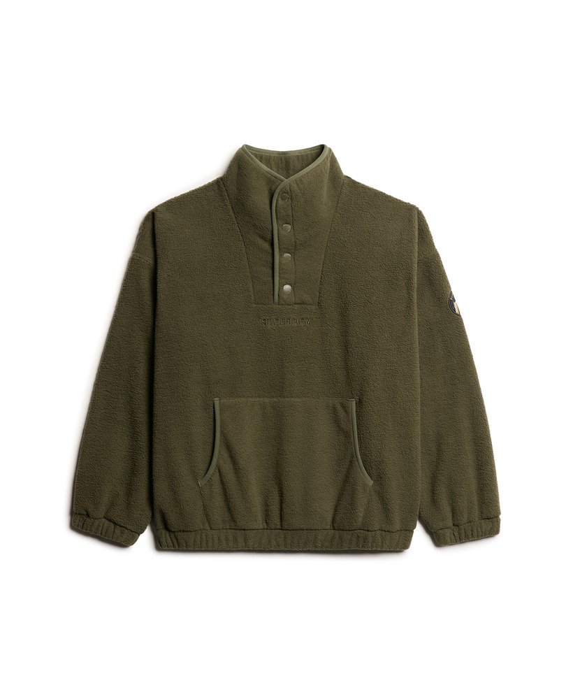 sport tech sherpa henley-sweatshirt in legergroen army khaki