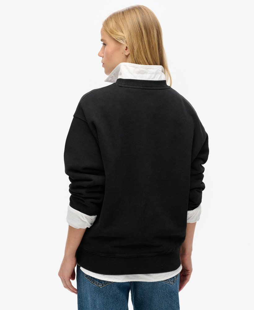 sport luxe loose crew sweatshirt in zwart