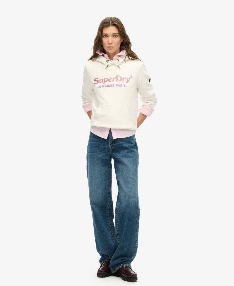 metallic venue hoodie in ecru