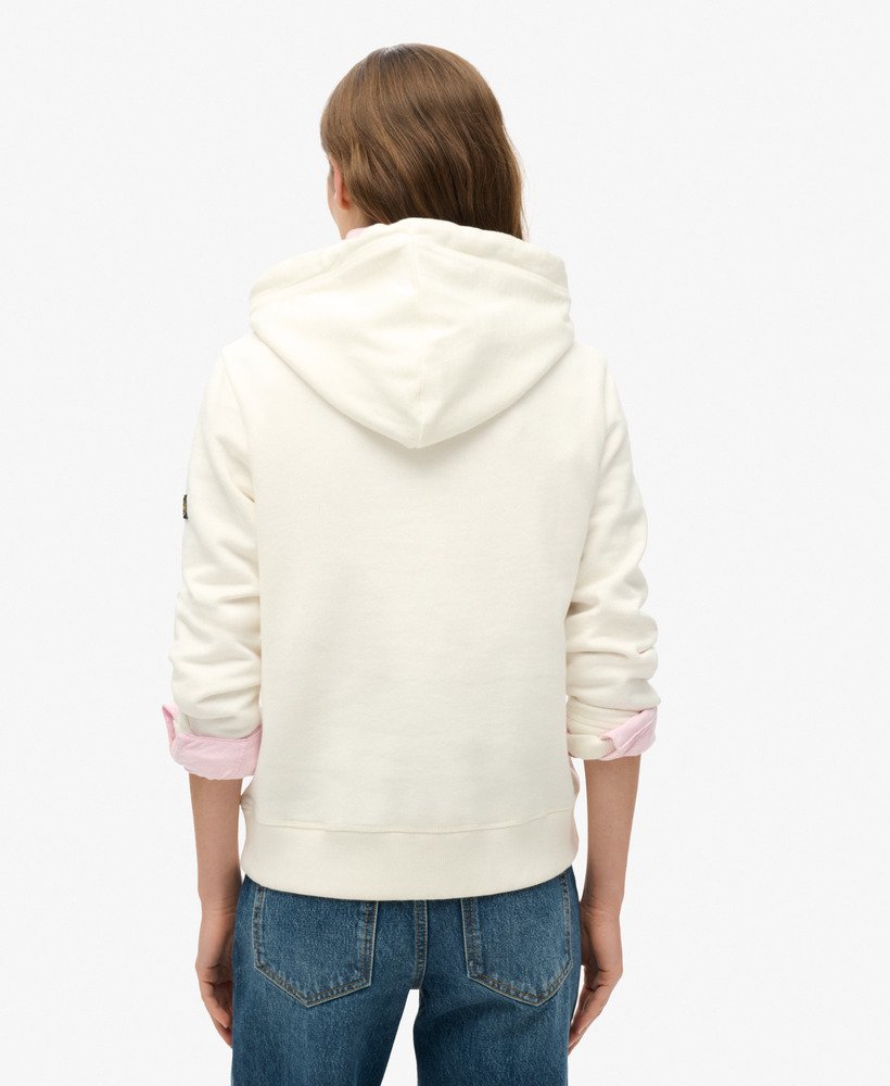 metallic venue hoodie in ecru
