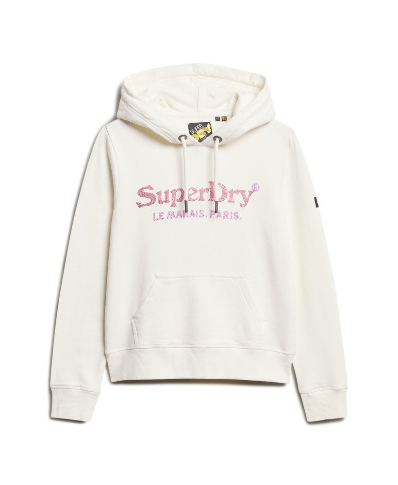 metallic venue hoodie in ecru
