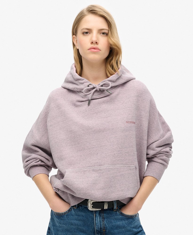 essential logo overdyed hoodie in poederroze