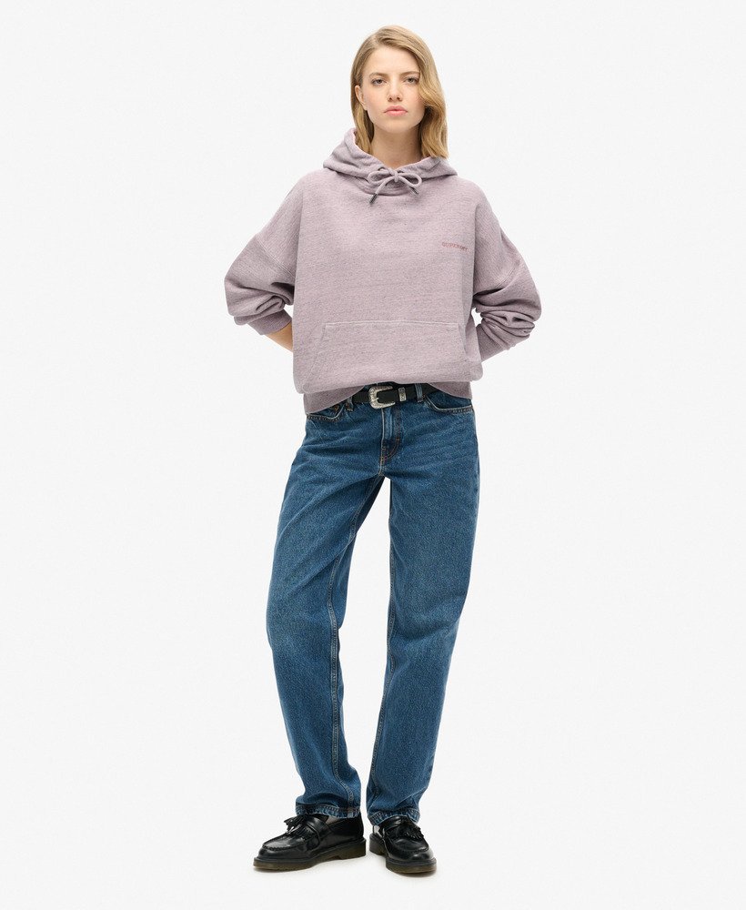 essential logo overdyed hoodie in poederroze