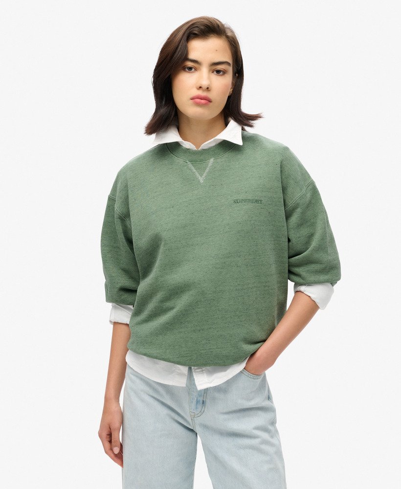 essential logo overdyed sweatshirt in buffalo green