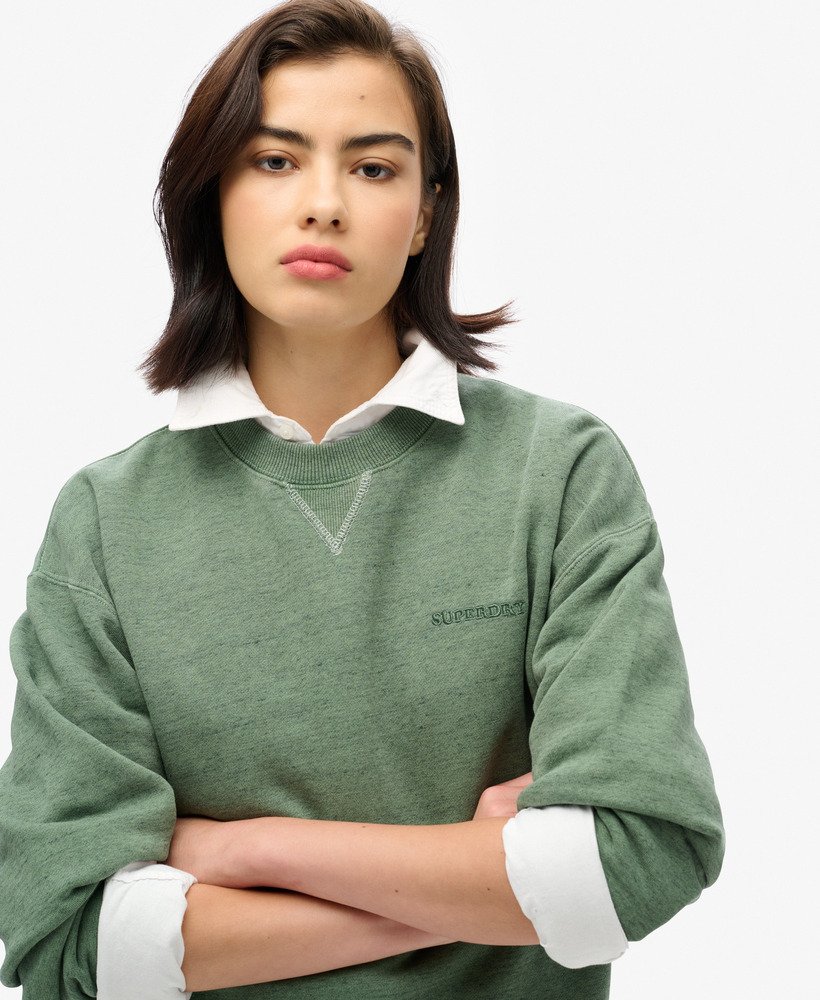 essential logo overdyed sweatshirt in buffalo green