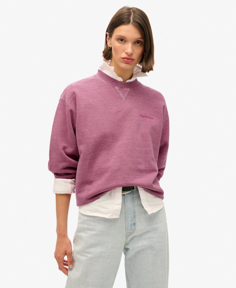 essential logo overdyed sweatshirt in shocking pink