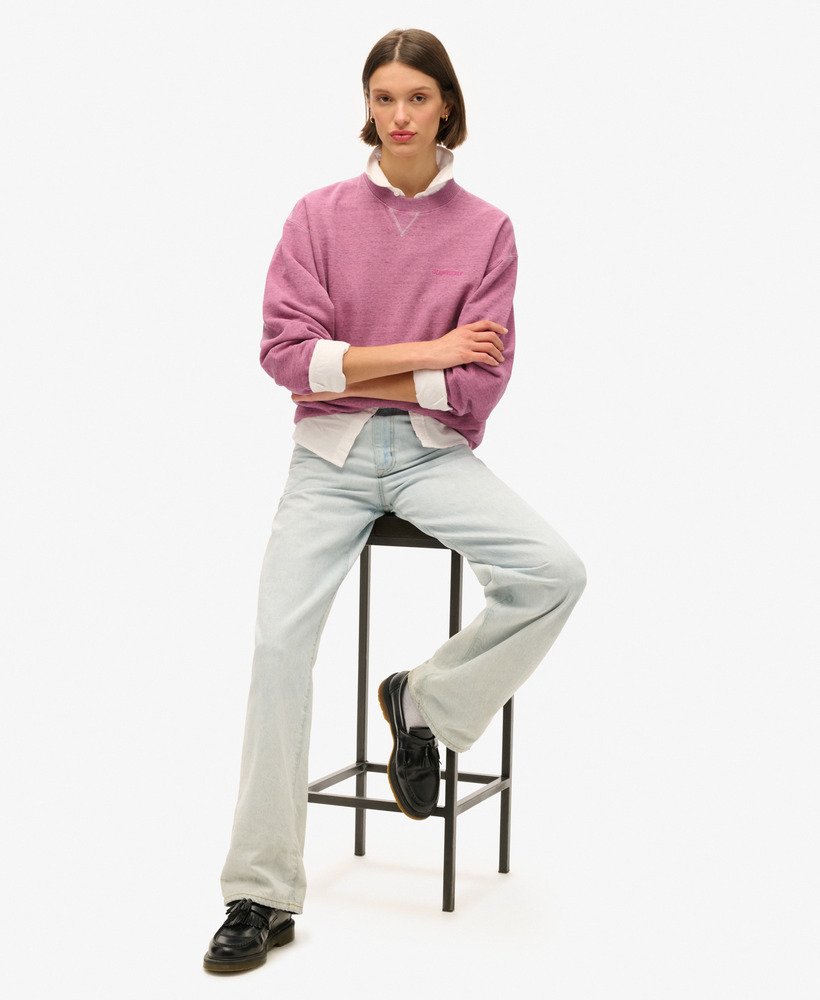 essential logo overdyed sweatshirt in shocking pink