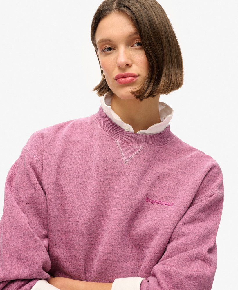 essential logo overdyed sweatshirt in shocking pink