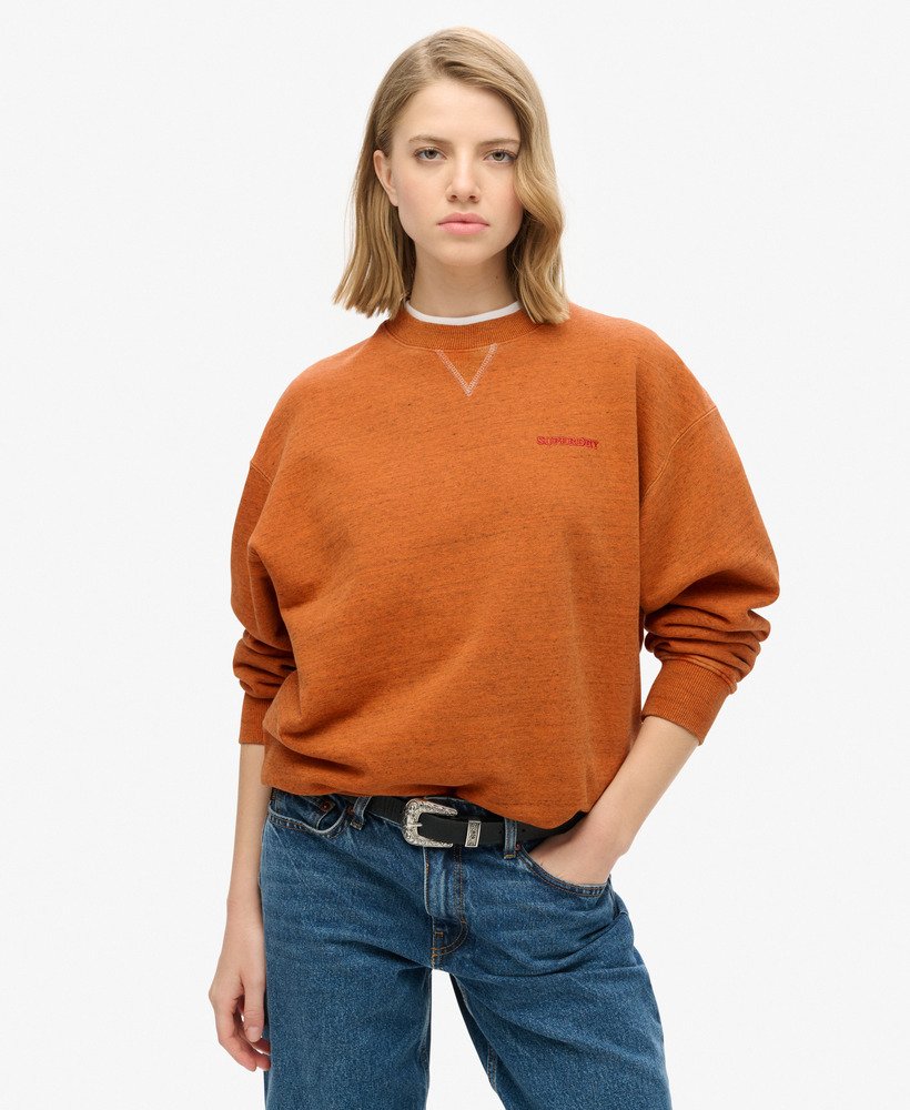 essential logo overdyed sweatshirt in denver orange