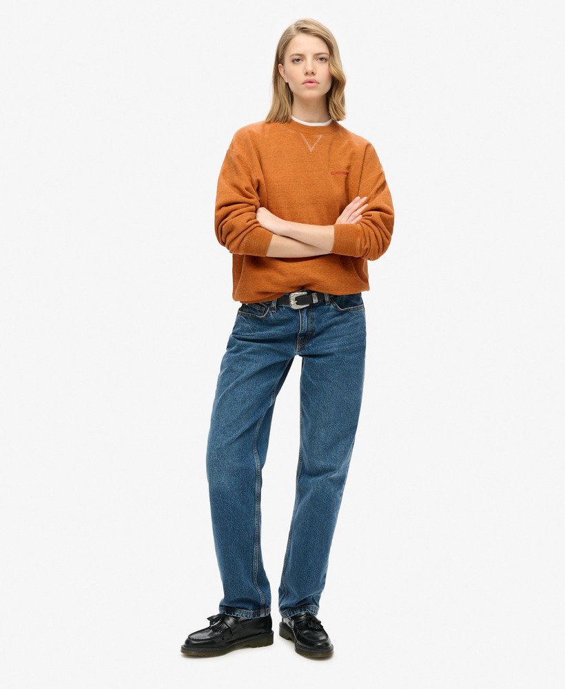 essential logo overdyed sweatshirt in denver orange