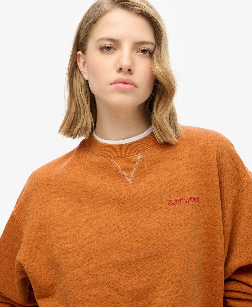 essential logo overdyed sweatshirt in denver orange