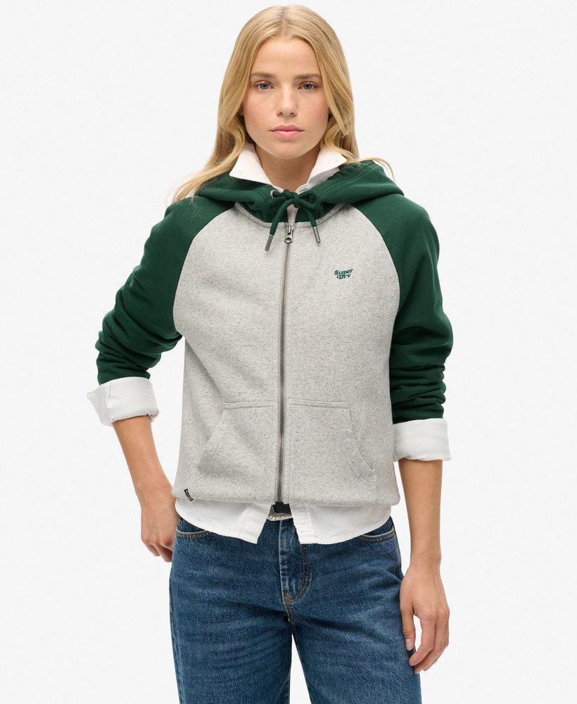 essential baseball zip hoodie in emaille groensportief grijs mrl