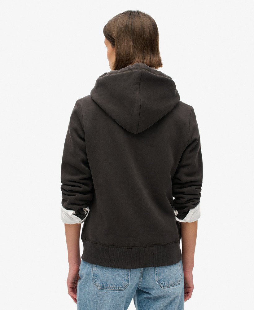 essential logo zip hoodie in bison black