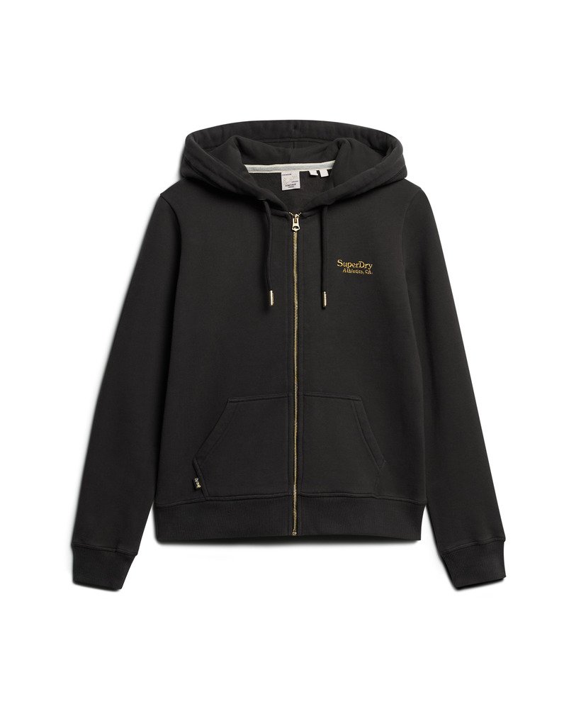 essential logo zip hoodie in bison black
