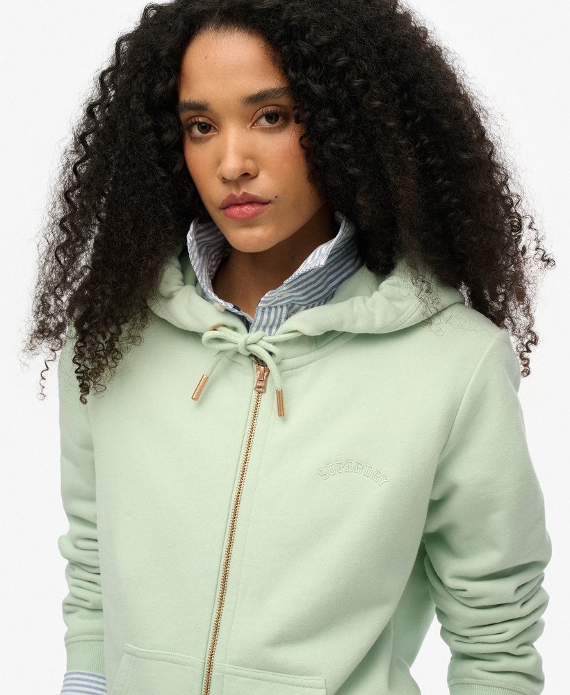 essential logo zip hoodie in surf spray green