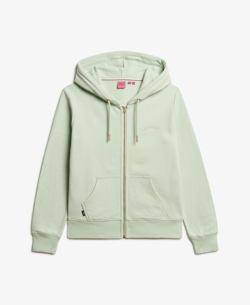 essential logo zip hoodie in surf spray green