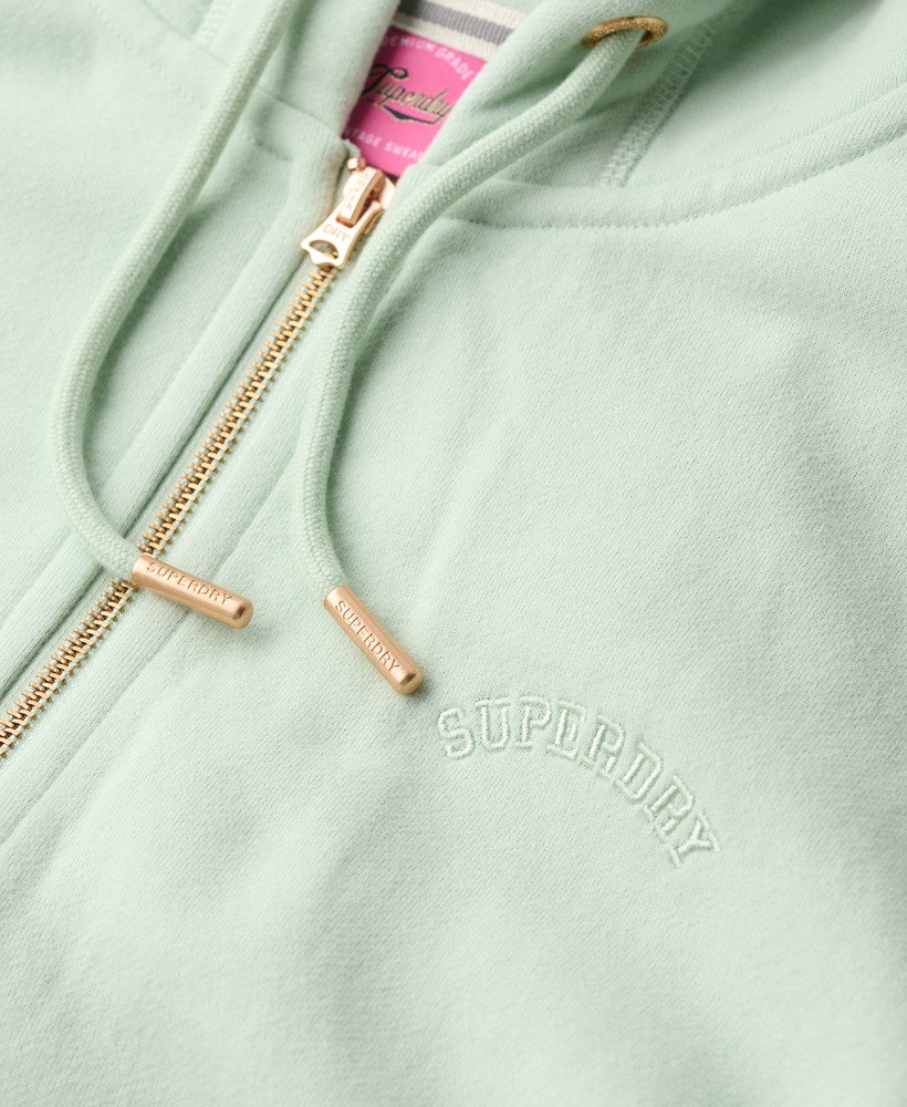 essential logo zip hoodie in surf spray green