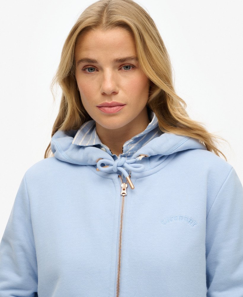 essential logo zip hoodie in rich blue