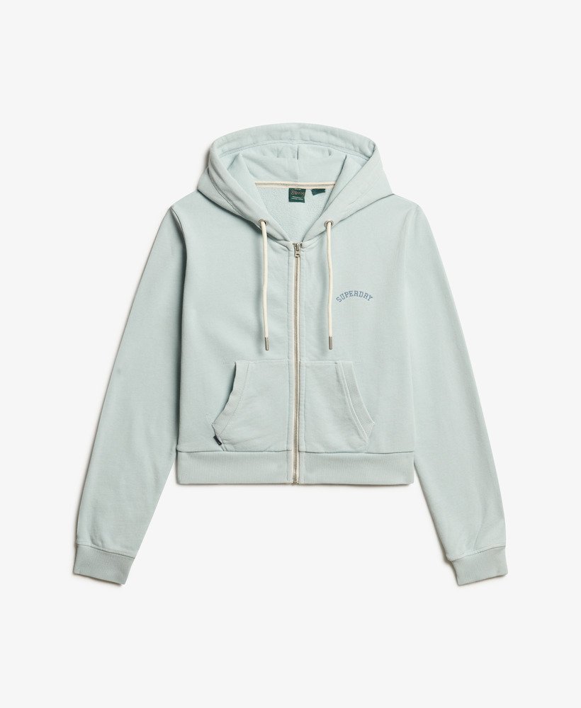 essential logo cropped zip hoodie in winter sky blue