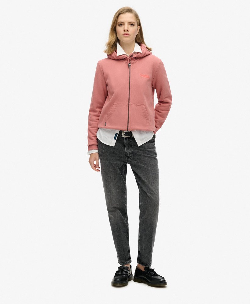 essential logo zip hoodie in ash rose