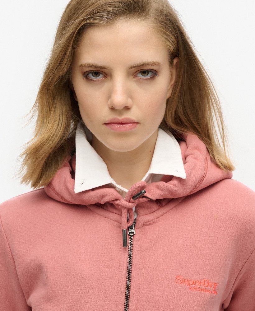 essential logo zip hoodie in ash rose