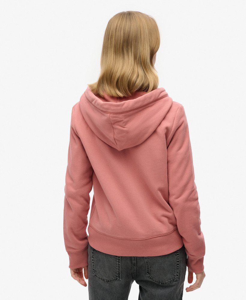 essential logo zip hoodie in ash rose