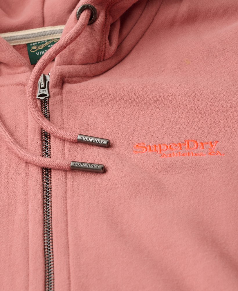 essential logo zip hoodie in ash rose